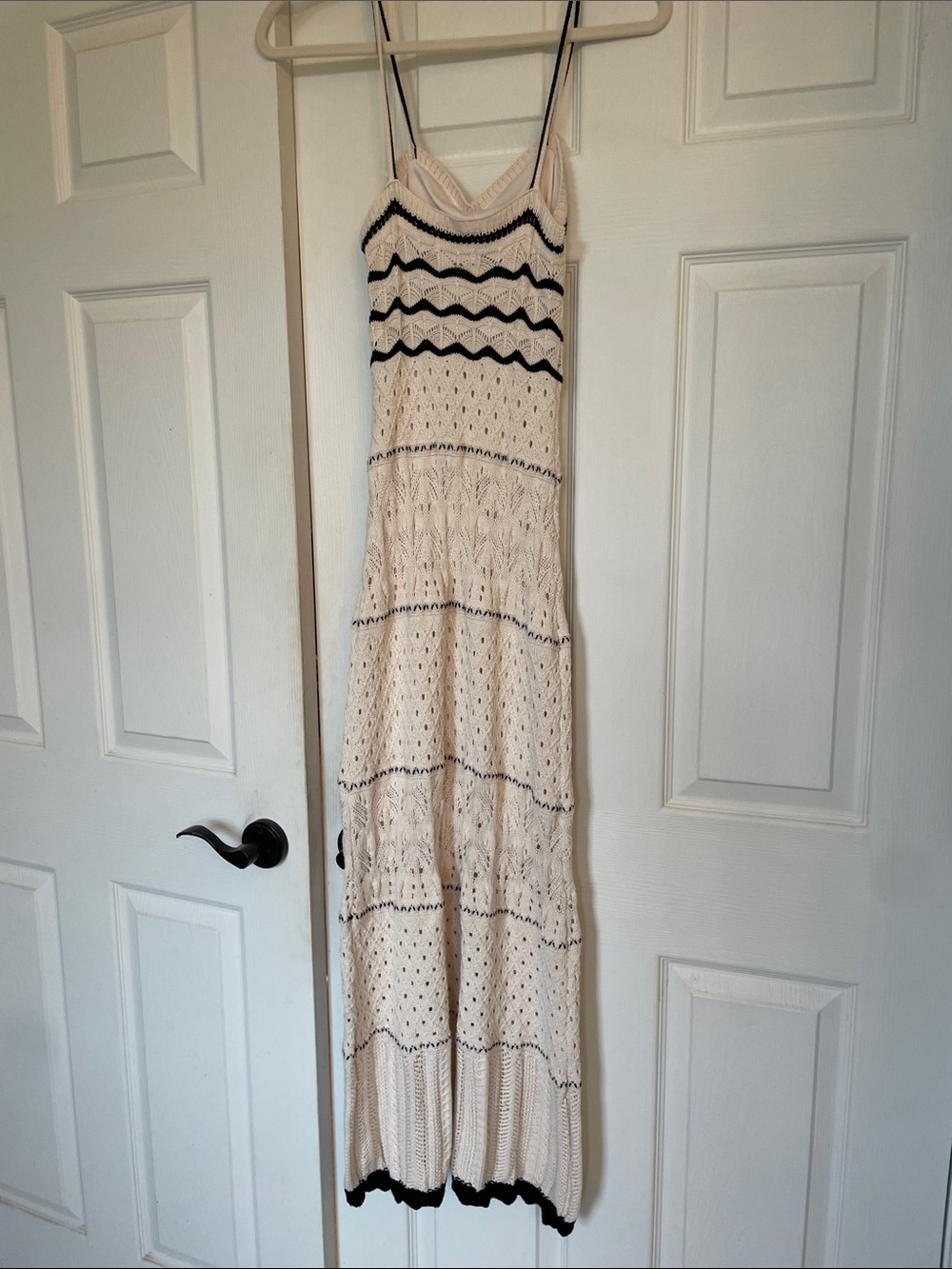 Olive & Oak Cream Crochet Maxi Dress with Black Trim - Picture 3 of 4